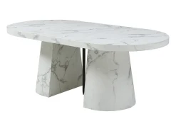 Mesa de comedor extensible de 6 a 12 personas en MDF - Efecto mármol blanco - CLOEVA
