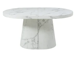 Mesa de comedor extensible de 6 a 12 personas en MDF - Efecto mármol blanco - CLOEVA