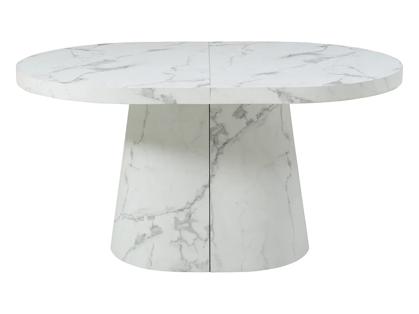 Mesa de comedor extensible de 6 a 12 personas en MDF - Efecto mármol blanco - CLOEVA