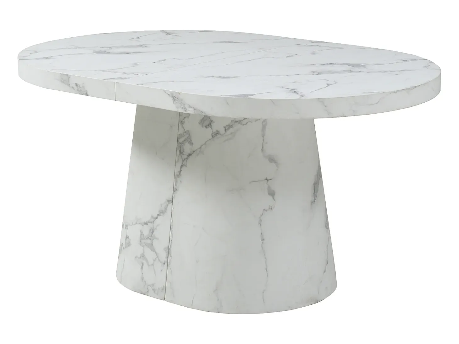 Mesa de comedor extensible de 6 a 12 personas en MDF - Efecto mármol blanco - CLOEVA