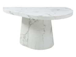 Mesa de comedor extensible de 6 a 12 personas en MDF - Efecto mármol blanco - CLOEVA