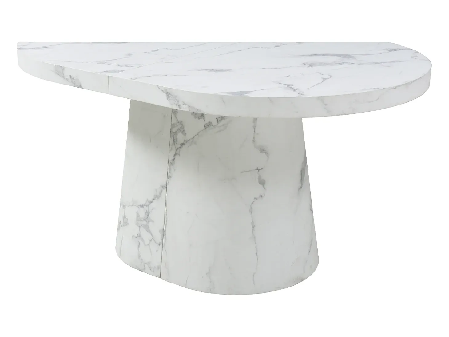 Mesa de comedor extensible de 6 a 12 personas en MDF - Efecto mármol blanco - CLOEVA