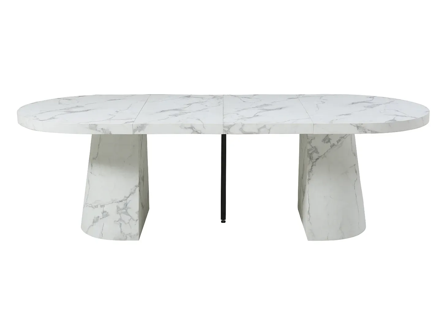 Mesa de comedor extensible de 6 a 12 personas en MDF - Efecto mármol blanco - CLOEVA