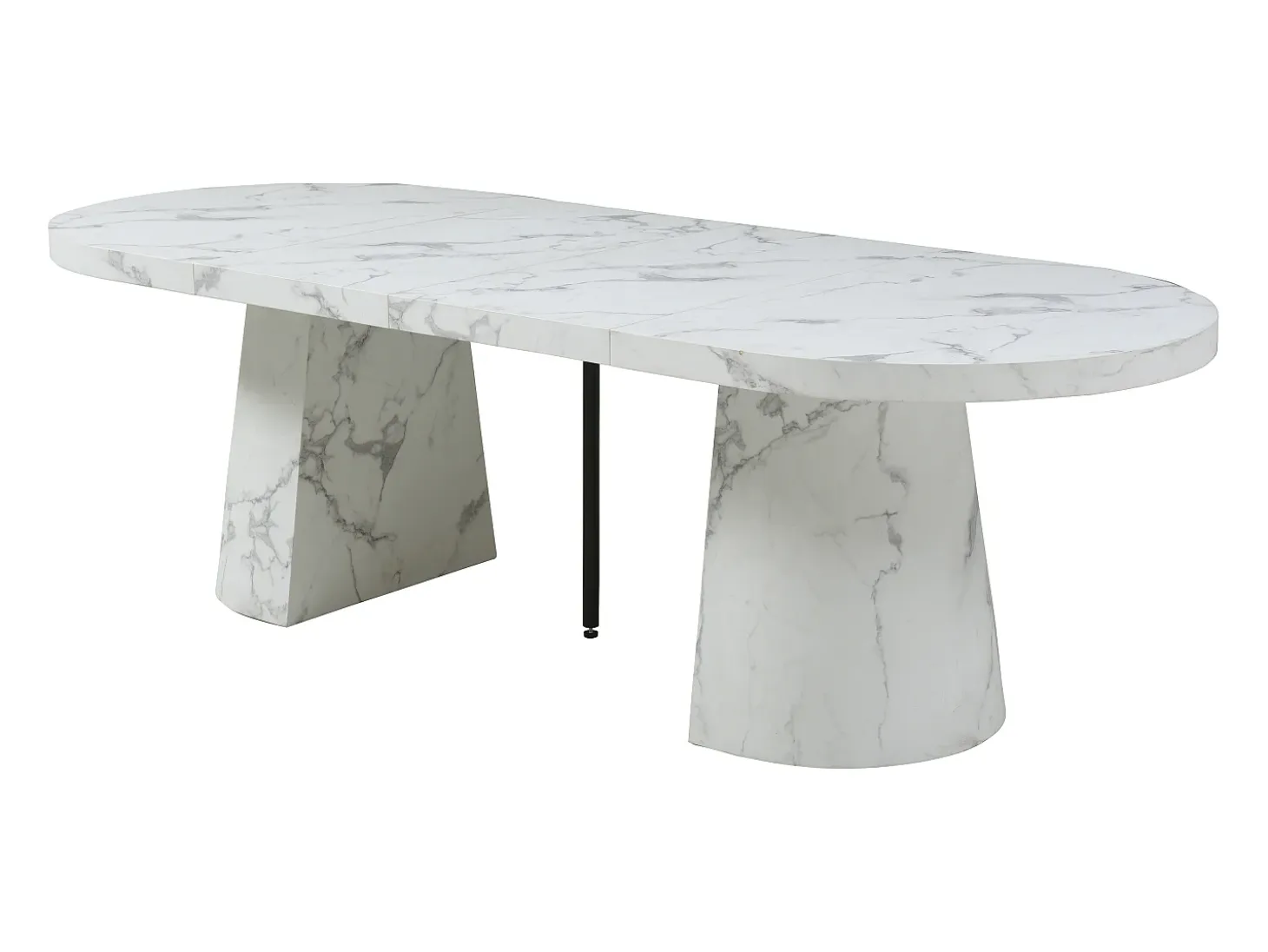 Mesa de comedor extensible de 6 a 12 personas en MDF - Efecto mármol blanco - CLOEVA