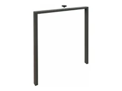 Mesa de comedor extensible Flavio-Color Gris cemento-Soporte 2 pies-5 alargaderas finas-Ancho extensible