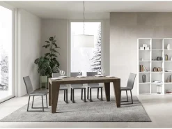 Mesa de comedor extensible de madera Naxo.-Color Blanco-Soporte 4 pies-Alargaderas -Ancho extensible