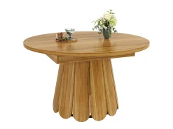 Mesa de comedor extensible - textura de madera - mesa redonda - 118-158 cm - 6 personas - Marrón