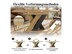 Mesa de comedor extensible - 119-158,5 x 80 x 75 cm - con patas en forma de X - MDF - natural