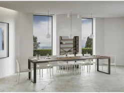 Mesa de comedor extensible tiroz-Color Natural-Soporte 4 pies-Alargaderas -Ancho extensible