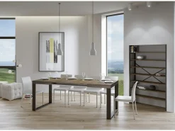 Mesa de comedor extensible tiroz-Color Natural-Soporte 4 pies-Alargaderas -Ancho extensible