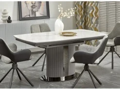 Mesa de comedor extensible estilo mármol gris y cerámica 160cm Ventara
