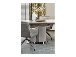 Mesa de comedor extensible estilo mármol gris y cerámica 160cm Ventara
