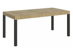 Mesa de comedor extensible Karry-Color Gris cemento-Soporte 4 pies-Ancho extensible