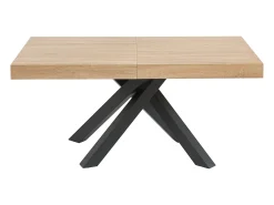 Mesa de comedor extensible 6 a 10 comensales de MDF - Natural y negro - CATONAV