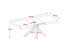 Mesa de comedor extensible 6 a 10 comensales de MDF - Natural y negro - CATONAV