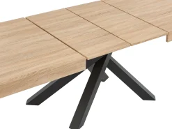 Mesa de comedor extensible 6 a 10 comensales de MDF - Natural y negro - CATONAV