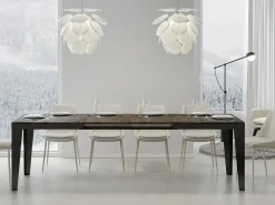 Mesa de comedor extensible evolución Flavio-Color Marrón-Ancho extensible
