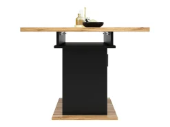 Mesa de comedor extensible en color blanco - Mesa de comedor con tres compartimentos de almacenamiento y puertas de cristal