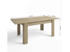 Mesa de comedor extensible BASS de 140,4/200,4x90x76,1 cm. Color NATURALE