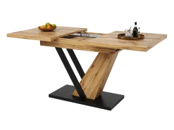 Mesa de comedor extensible - 120/160 x 75 x 75,5 cm - para cocina y salón - MDF + metal - natural