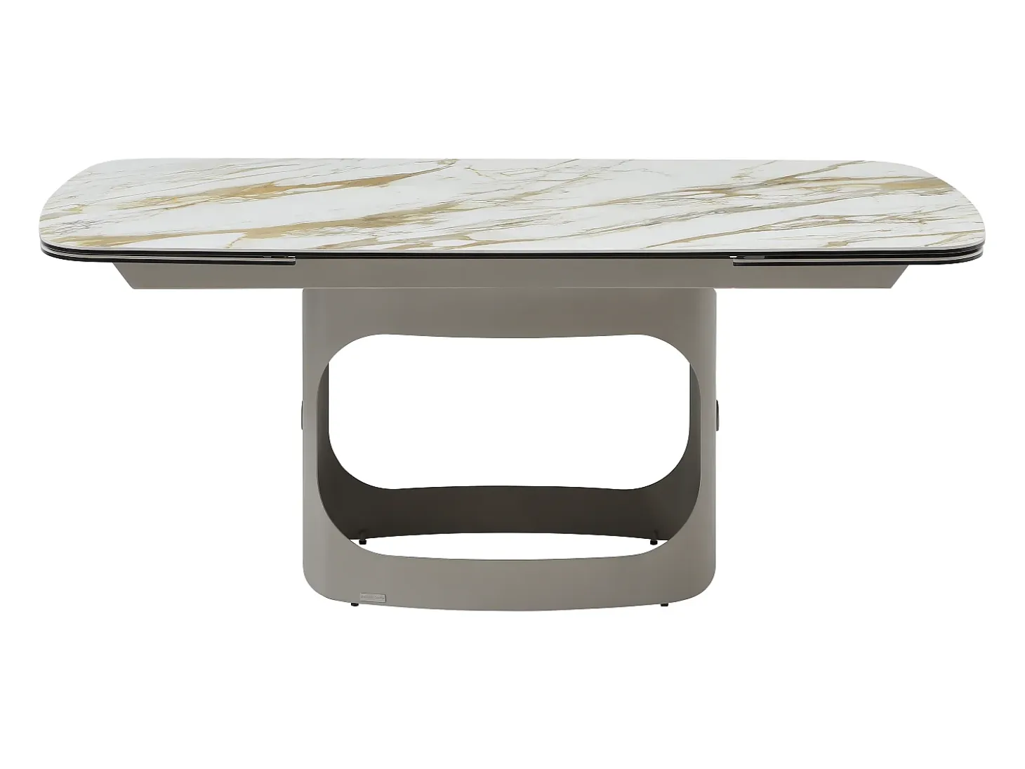 Mesa de comedor extensible 6 a 10 personas en cerámica, cristal templado y metal topo - Efecto mármol blanco - DAVULO de Maison Céphy