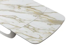 Mesa de comedor extensible 6 a 10 personas en cerámica, cristal templado y metal topo - Efecto mármol blanco - DAVULO de Maison Céphy