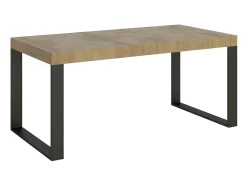 Mesa de comedor extensible tiroz-Color Gris cemento-Soporte 2 pies-Alargaderas -Ancho extensible