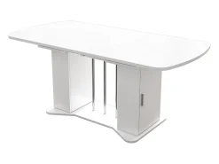 Mesa de comedor extensible 120/160 x 80 cm para 4 a 6 personas con almacenaje - Blanco