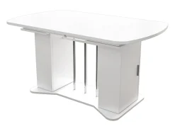 Mesa de comedor extensible 120/160 x 80 cm para 4 a 6 personas con almacenaje - Blanco
