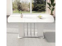 Mesa de comedor extensible 120/160 x 80 cm para 4 a 6 personas con almacenaje - Blanco