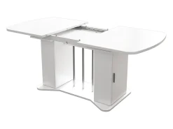 Mesa de comedor extensible 120/160 x 80 cm para 4 a 6 personas con almacenaje - Blanco