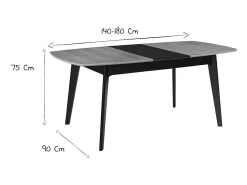 Mesa de comedor extensible madera y negro L140-180 cm MEENA