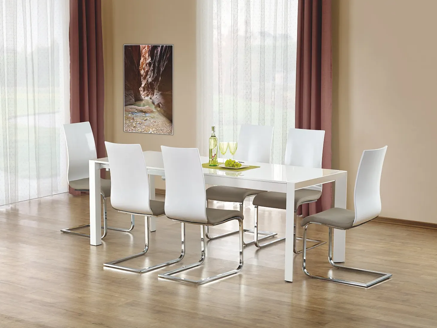 Mesa de comedor extensible Mike lacada en blanco - 130cm / 250cm