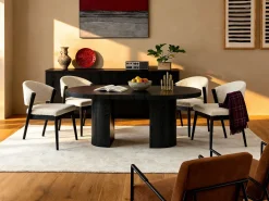 Mesa de comedor extensible 4 a 12 personas de MDF - Negro - SIDRINA