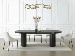 Mesa de comedor extensible 4 a 12 personas de MDF - Negro - SIDRINA
