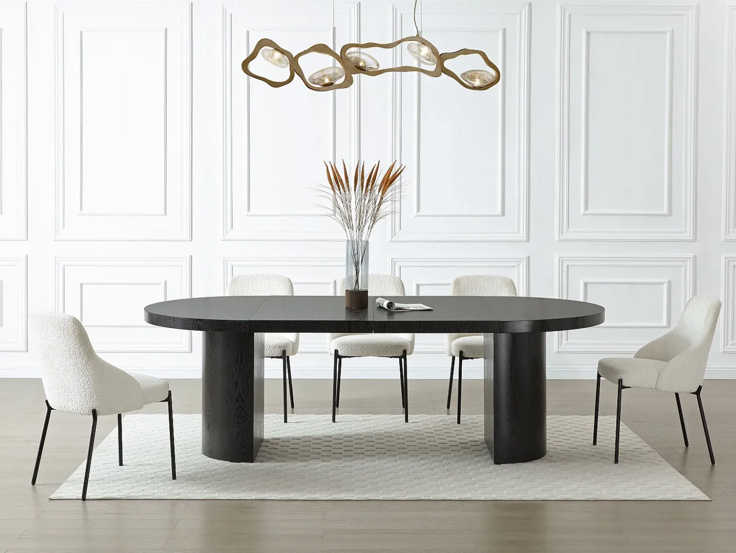 Mesa de comedor extensible 4 a 12 personas de MDF - Negro - SIDRINA