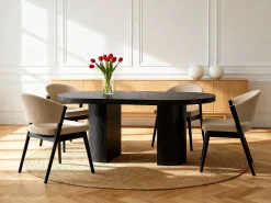 Mesa de comedor extensible 4 a 12 personas de MDF - Negro - SIDRINA