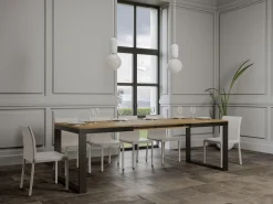 Mesa de comedor extensible tiroz evolución-Blanco-Base y soporte con ruedas-180 à 440cm