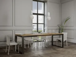Mesa de comedor extensible tiroz evolución-Blanco-Base y soporte con ruedas-180 à 440cm