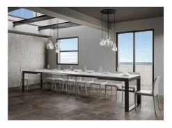 Mesa de comedor extensible tiroz evolución-Blanco-Base y soporte con ruedas-180 à 440cm