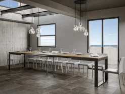 Mesa de comedor extensible tiroz evolución-Blanco-Base y soporte con ruedas-180 à 440cm