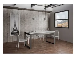 Mesa de comedor extensible tiroz evolución-Blanco-Base y soporte con ruedas-180 à 440cm