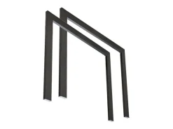 Mesa de comedor extensible de madera Kristo patas en V-Color Blanco-Base y soporte con ruedas-5 alargaderas finas-Ancho extensible