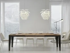 Mesa de comedor extensible evolución Flavio-Color Natural-Ancho extensible