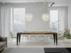 Mesa de comedor extensible evolución Flavio-Color Natural-Ancho extensible