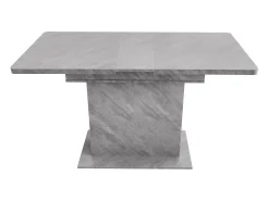 Mesa de comedor extensible con almacenaje, rectangular, moderna, ahorra espacio, aspecto hormigón.