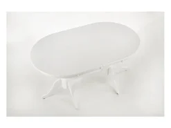 Mesa de comedor extensible Roma blanca con estructura de madera maciza