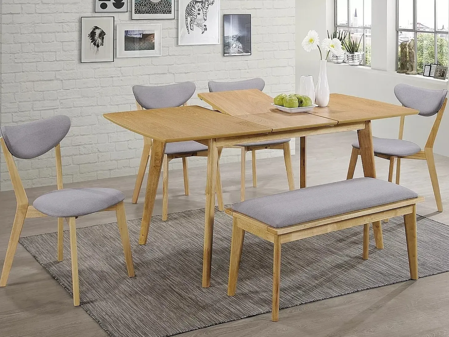 Mesa de comedor extensible Daylight 120-160 cm aspecto roble