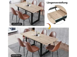 Mesa de comedor extensible para 2 a 6 personas en aglomerado y metal - Natural y negro