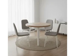 Mesa de comedor extensible Berg diseño redondo roble nordish/blanco 76x120-160-200x120 cm Adec